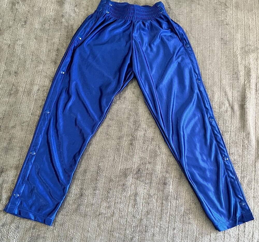 Alleson Youth Medium Athletic Tearaway  Snaps Basketball Pants Royal Blue Shiny